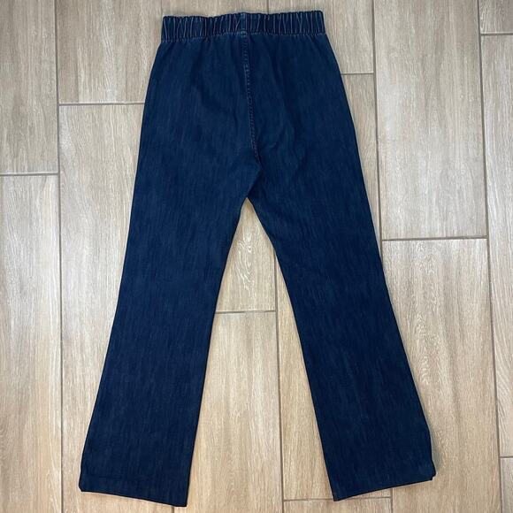 Soft Surroundings Pull-On Wide Leg Denim Pants Women’s S Blue Elastic Waist 29” - Picture 2 of 9